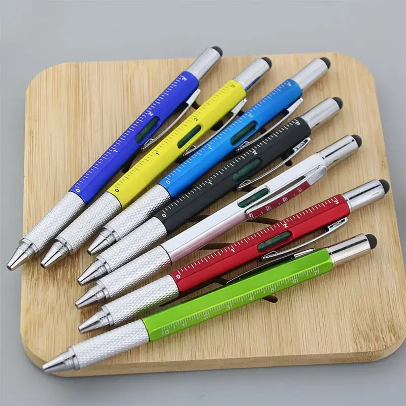 6 w1 ręczny śrubokręt długopis wielofunkcyjny środek techniczny linijka śrubokręt rysik do ekranu dotykowego poziom spirytusowy