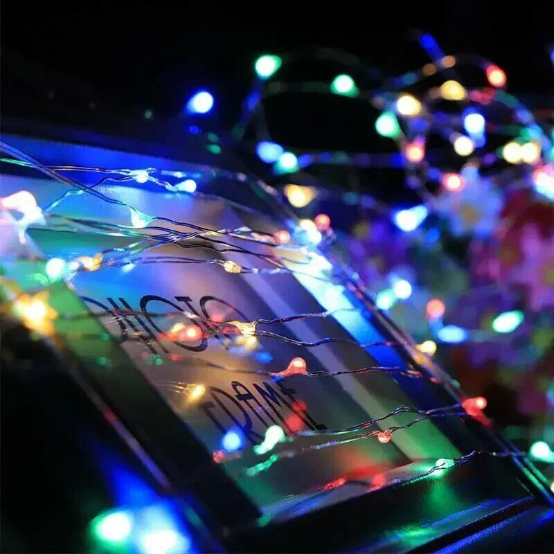 Cadena de luces LED de alambre de cobre, iluminación de vacaciones, hadas para guirnalda de árbol de Navidad, decoración de fiesta de boda, 5M, 10M, nuevo
