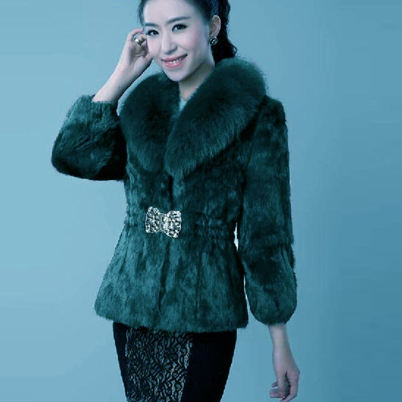 Женское зимнее пальто из искусственного меха норки, с воротником из лисьего меха