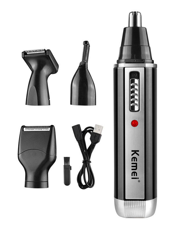 KEMEI KM-6630 Электрический носовой обрезка 4 в 1 комплект Зарядный носовой обрез Устройство для бритья бороды