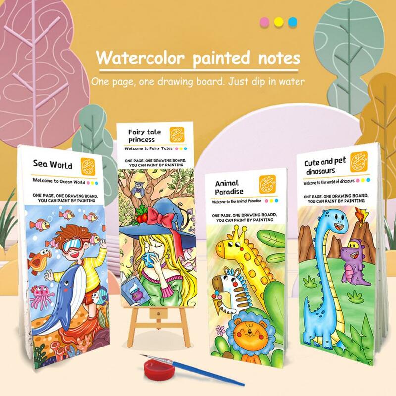 Livre de peinture d'interconnexion portable pour enfants, ensemble de livres de peinture d'interconnexion pour enfants, 20 scènes, 6 pigments pour les tout-petits