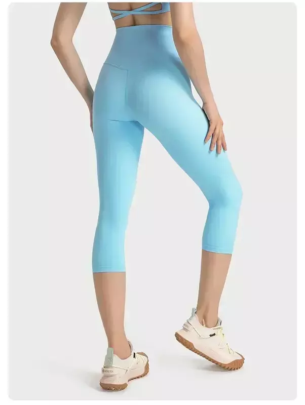Lemon celana pendek olahraga wanita, celana legging Fitness pinggang tinggi Yoga 19 "latihan luar ruangan bersepeda