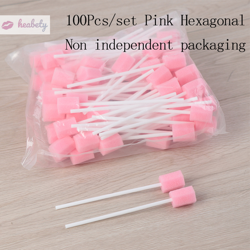 100pcs Disposable Cleaning Cleaner Swab Oral Care Sponge Swab Tooth Cleaning Mouth Swabs With Stick Sponge Head