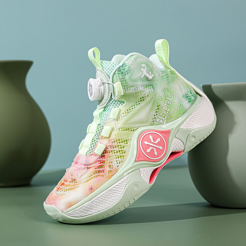 Scarpe da basket con fibbia rotante di alta qualità per bambini 2024 Summer Boys Single Mesh Glow Sneaker Outdoor Fashion scarpe antiscivolo
