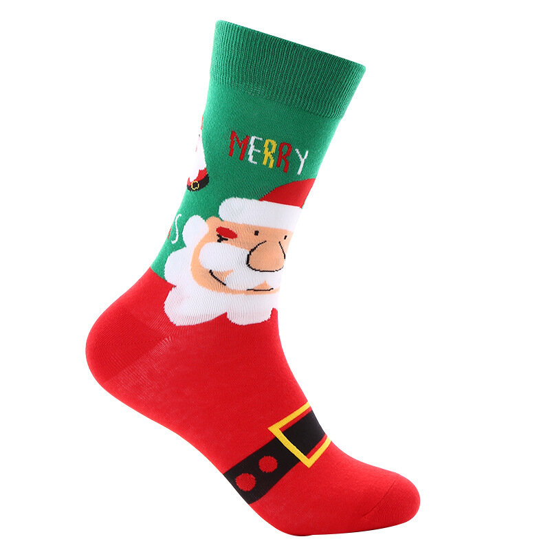 Милые Мультяшные рождественские носки для женщин и мужчин, Санта-Клаус, олень, средней длины, хлопковые модные чулки, оптовая продажа, рождественский подарок для детей