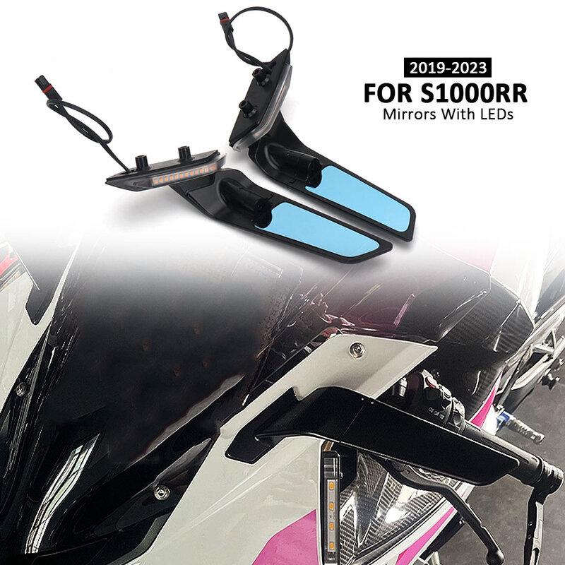 กระจกมองหลังแบบหมุนปรับได้สำหรับรถจักรยานยนต์พร้อมไฟ LED สำหรับ BMW S1000 RR S 1000 RR S1000RR S1000RR 2019-2023