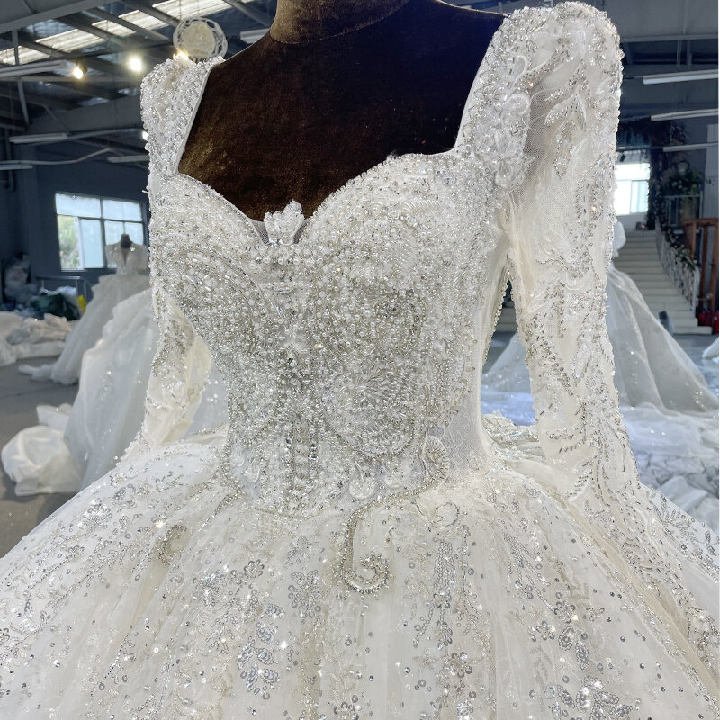 Robe de mariée princesse à lacets perlés, robe de Rh, robe de mariée Scoop, vente en gros, premier ordre, MN97