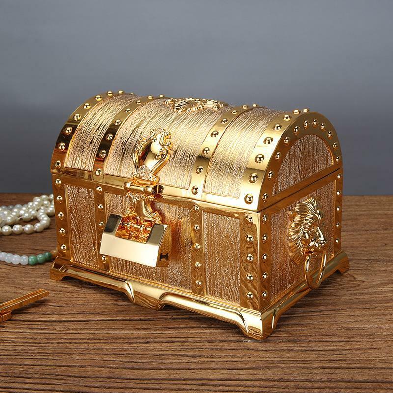 Caja de almacenamiento de pirata, joyero grande de estilo chino Retro, joyero de boda de aleación, caja de almacenamiento de joyería con cerradura