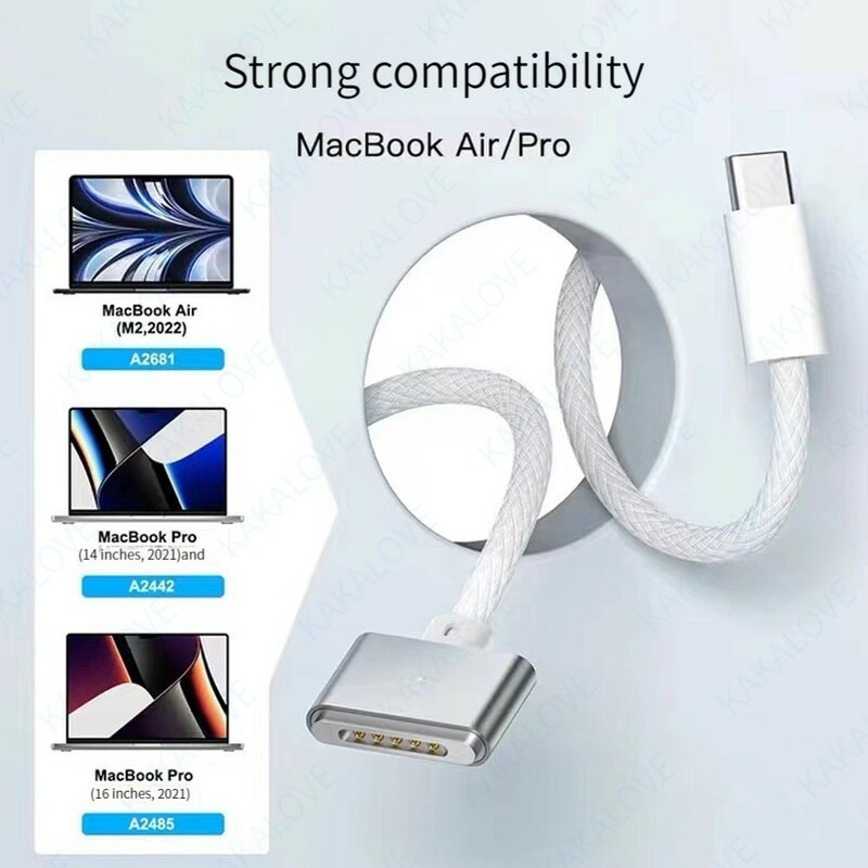Cable adaptador magnético PD tipo C para Macbook Pro Air, USB-C a MagSafe 2 y 3, 11 ", 15", 13 ", 14", 16 ", M1 M2, cargador Retina