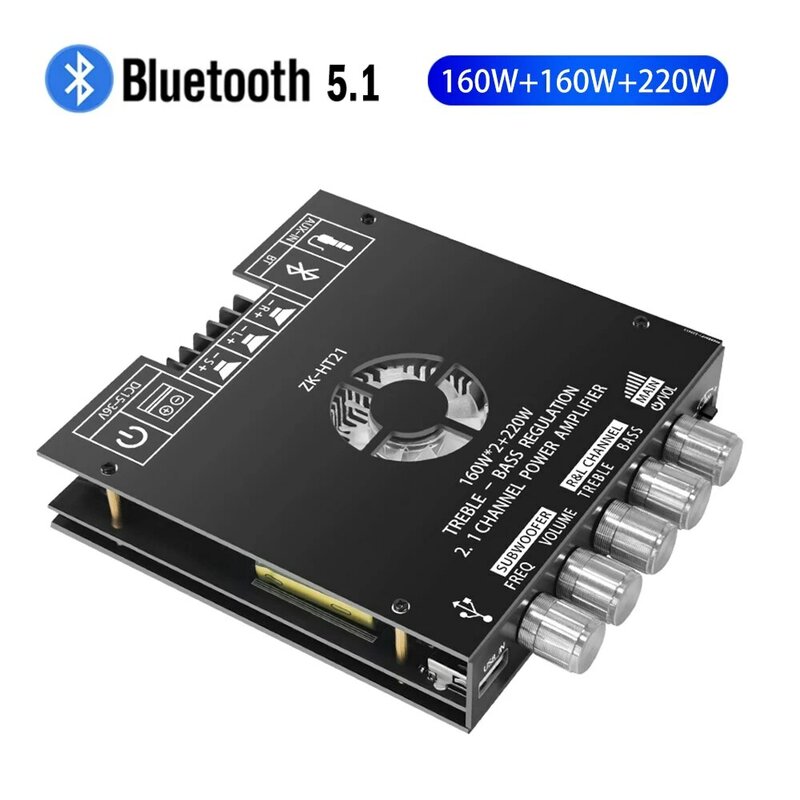 ZK-HT21 2.1 Channel TDA7498E 160WX2+220W Bluetooth Digital Power Amplifier Module High And Low Tone Subwoofer