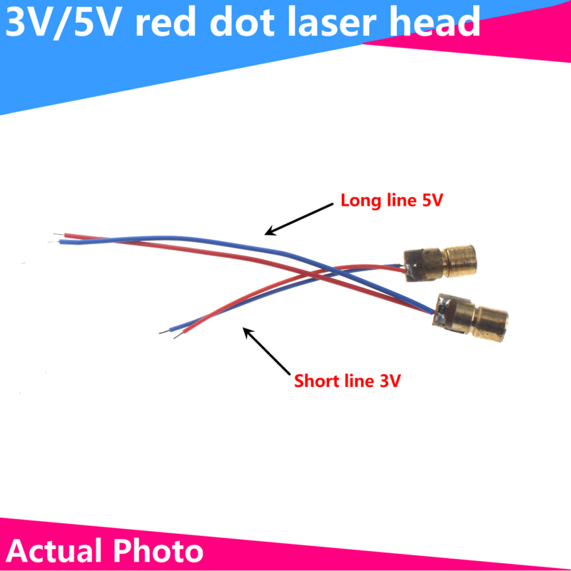 Titik Laser 650NM, 5 buah modul Diode 6MM 3V/5V kepala tembaga merah, titik Laser 5MW