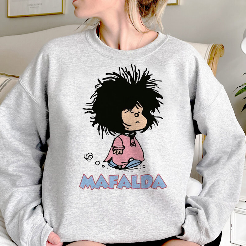 Mafalda-Sudadera con capucha para mujer, suéter de estilo coreano, estética vintage, harajuku, Invierno