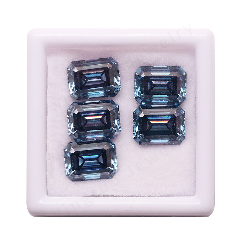 Сапфировый синий Изумрудный Ограненный Муассанит, Свободный Камень VVS1 Lab GRA, сертифицированный 6*8 мм, 2ct Муассанит Бриллианты