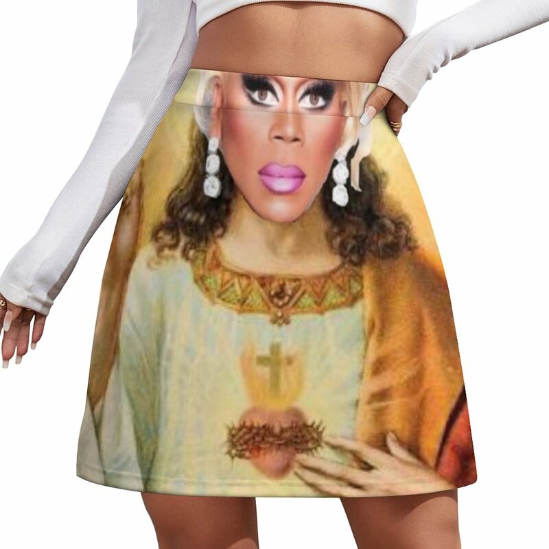 Женская мини-юбка с принтом Иисуса, 2023