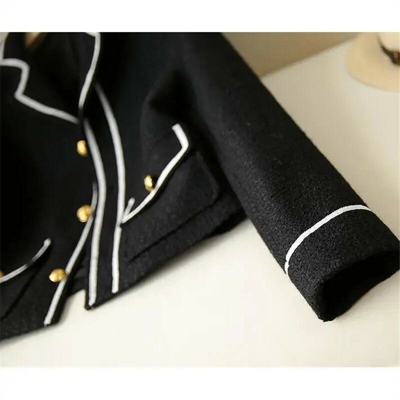Casaco feminino outono inverno blazer de lã temperamento senhoras negócios escritório wear terno manga longa botão streetwear terno