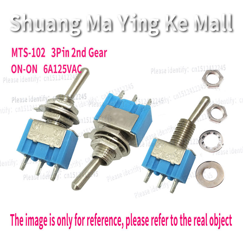 10PCS MTS-102 3Pin SPDT ON-ON 2Position 5A 125VAC 6mm Blue Mini Toggle Switches