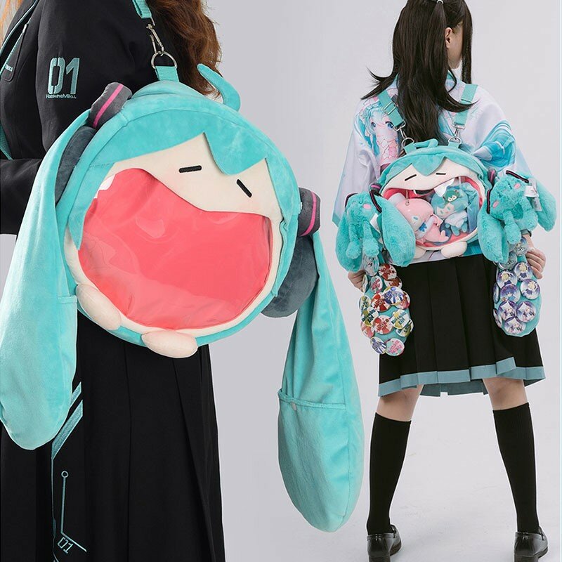 Милый Плюшевый Рюкзак для косплея Мику Хацунэ из аниме «Ita», женская сумка, Студенческая Мужская бархатная сумка через плечо, подарок для девушки