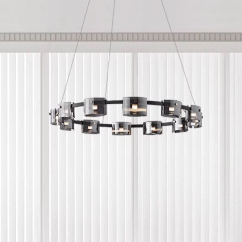 Szklana lampa wisząca Nowoczesna luksusowa kreatywna metalowa lampa LED do wystroju domu Salon Jadalnia Hotel Bar Villa Okrągły żyrandol