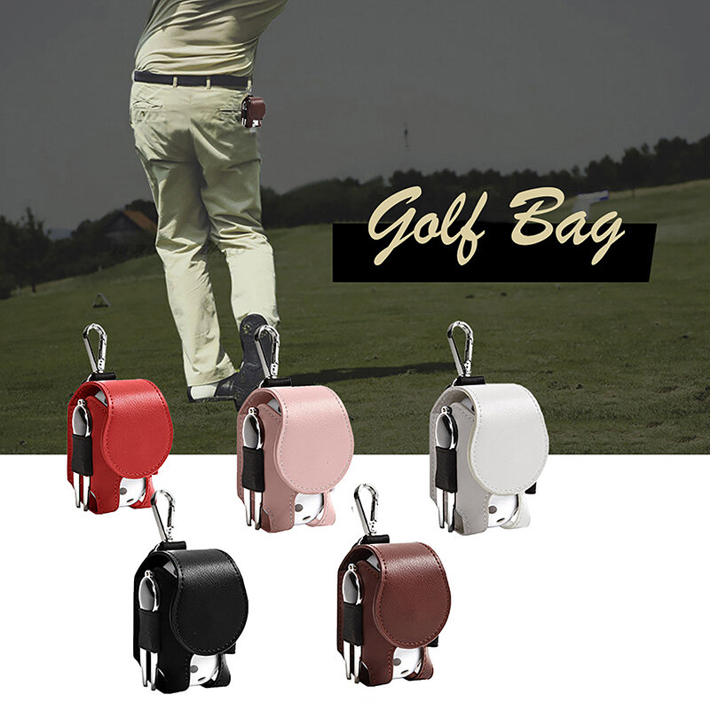 1Pc Golf Mini Double Ball Bag PU Golf Ball Bag Small Waist Bag Ball Bag Accessories Pack
