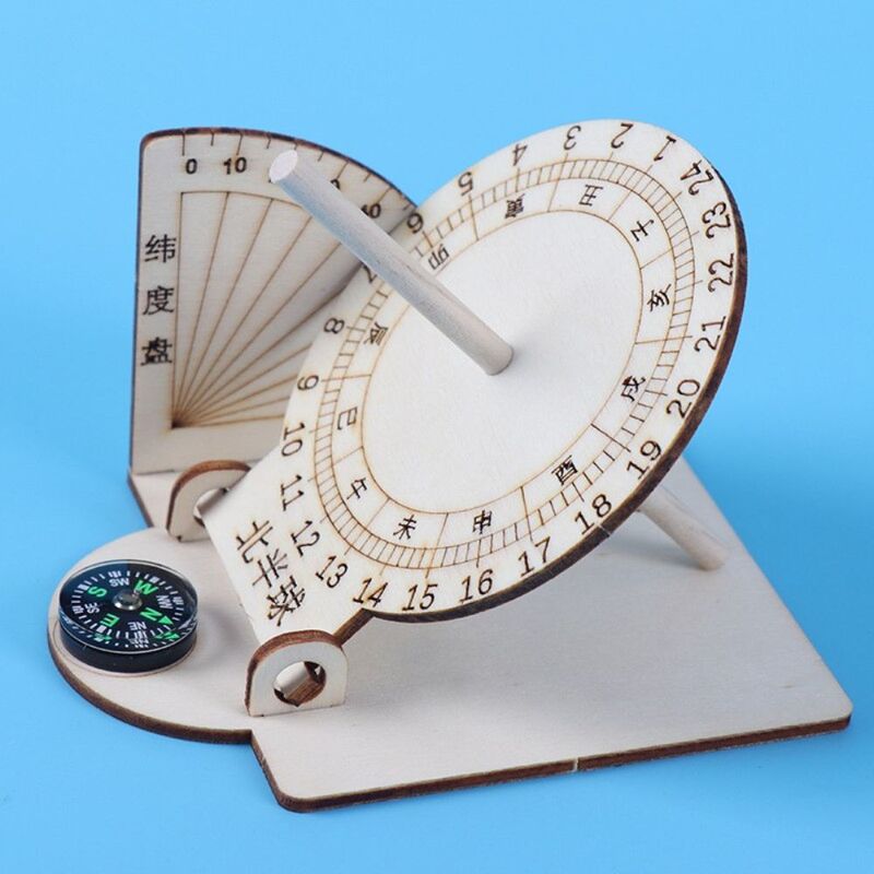 Orologio parasole equatoriale modello scientifico in legno aiuto didattico fai da te giocattoli educativi per accessori da scrivania per bambini