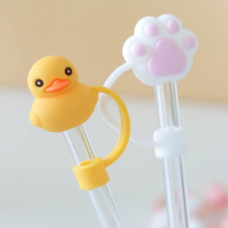 Silicone Straw Plug Reusable Drinking Dust Glass Cup Accessories Creative Cartoon Splash Proof Plugs Tips Sealing Cover