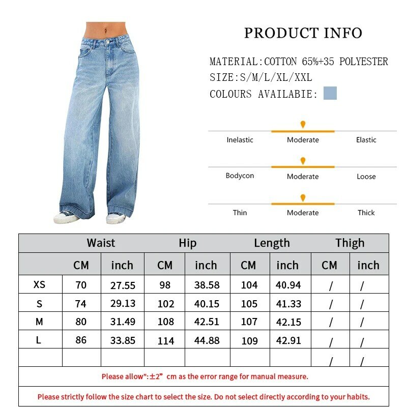 Calça jeans de perna larga de cintura alta para mulheres, solta, perna reta, pequena, até o chão, casual, primavera e verão, 2022