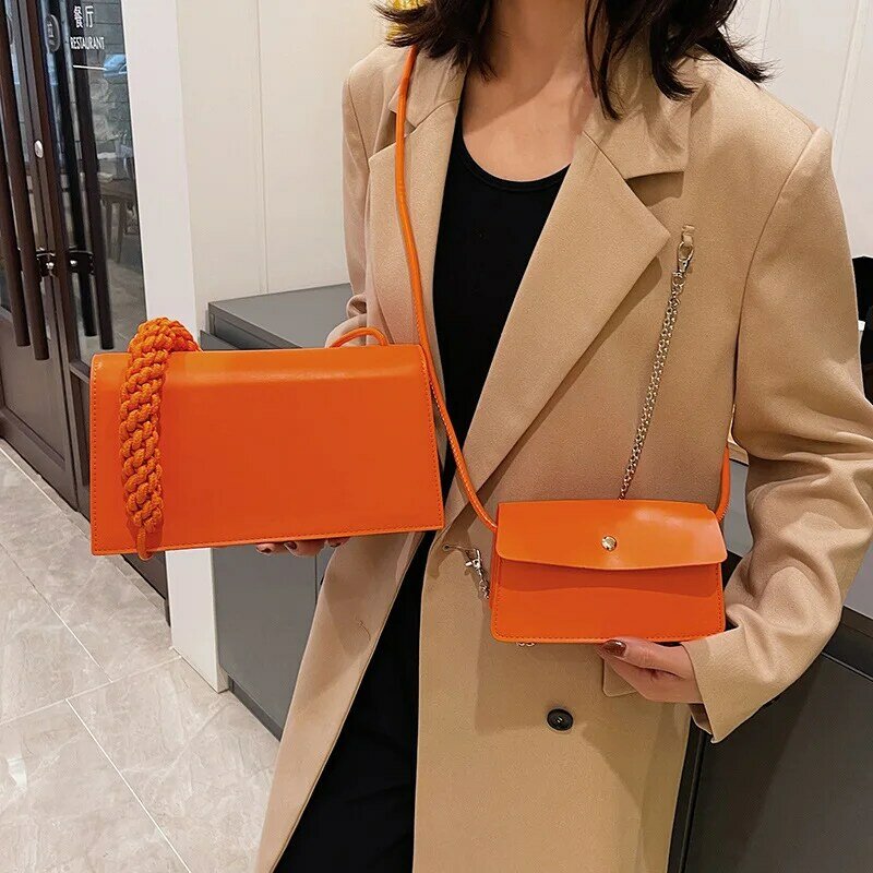 Damen Luxus Designer Handtasche und Geldbörse neu in Vintage geflochtenen Riemen Umhängetaschen einfache Dame kleine quadratische Tasche Bolasas