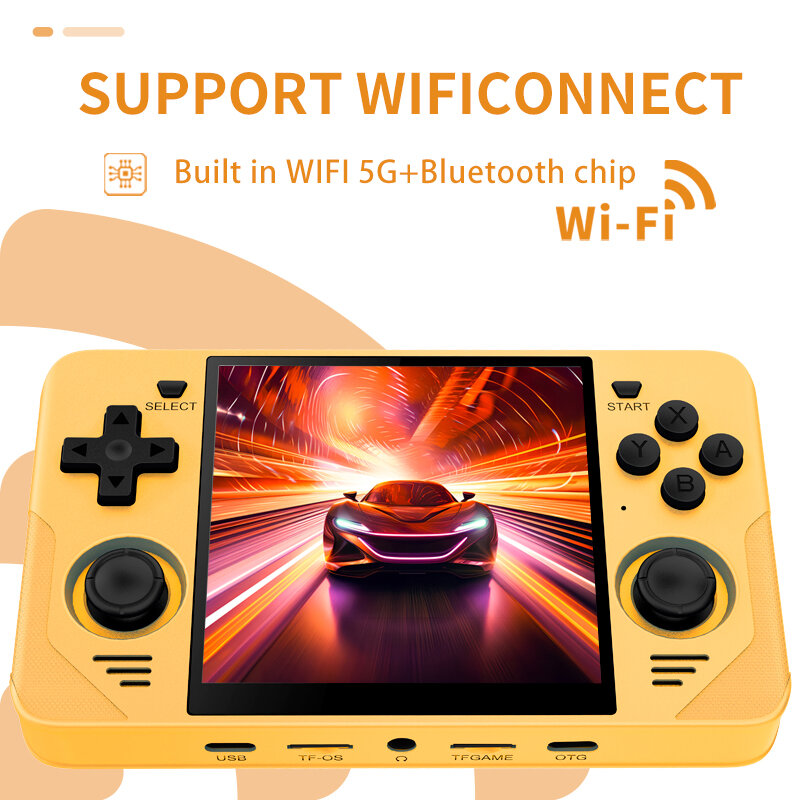 POWKIDDY RGB30 Yellow 720*720 4 Inch Ips Screen Built-in WIFI RK3566 Open-Source Retro Handheld Game Console Children's Gifts