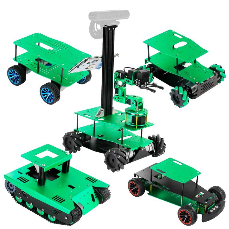 Yahboom-chasis de coche Robot, suspensión de péndulo, rueda Mecanum, tanque de oruga de dirección Ackerman con brazo de robótica 6DOF, aleación de aluminio