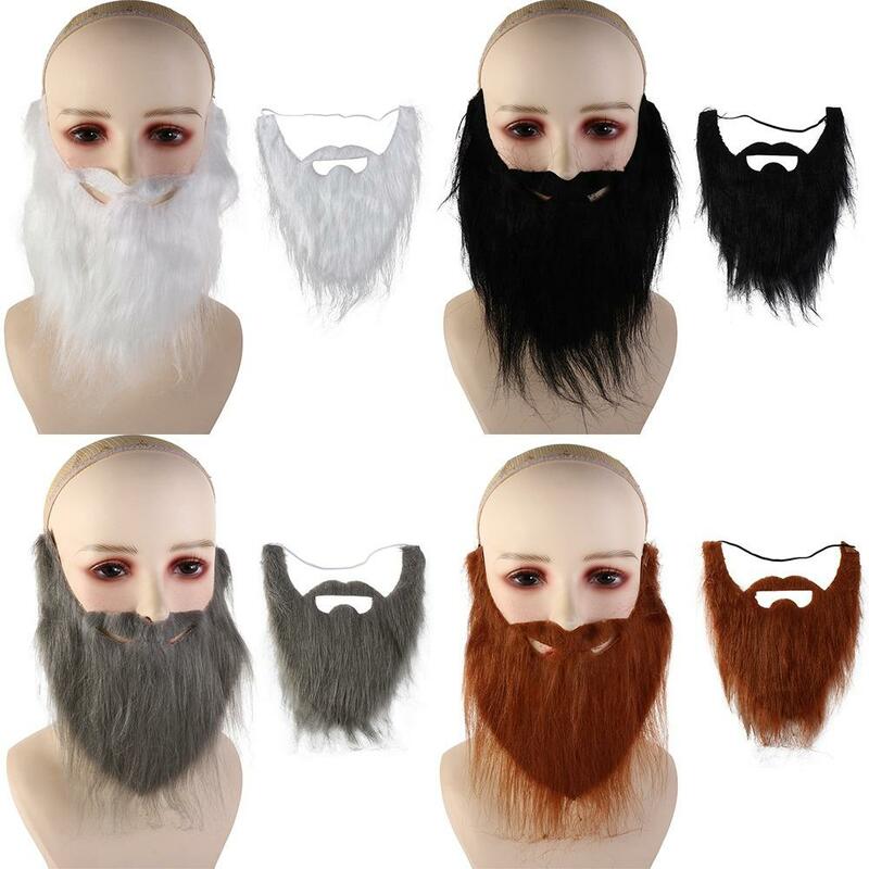 Barba artificiale barba finta realistica barba grande lanugine lunga barba finta Halloween baffi finti 30cm puntelli per feste simulati