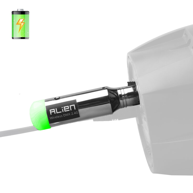 ALIEN-Receptor sem fio recarregável com bateria embutida, transmissor, 3 pinos XLR para DMX luzes de palco, 2.4G, ISM DMX512 Dfi Controller