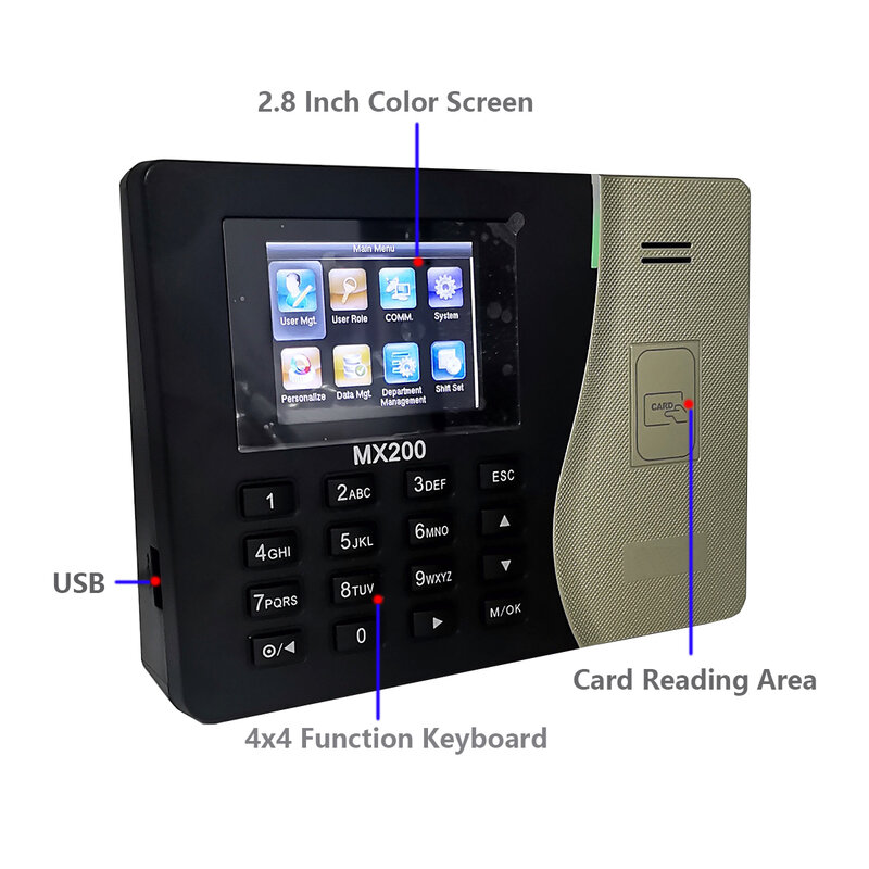 ZKTime 5.0 TCP/IP SSR RFID Proximity 125khz Card Time and Attendance Machine System MX200