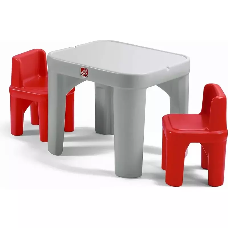 Set tavolo e sedia per bambini, tavoli per attività per bambini in sala giochi, arti e mestieri, età 2 + anni, grigio e rosso
