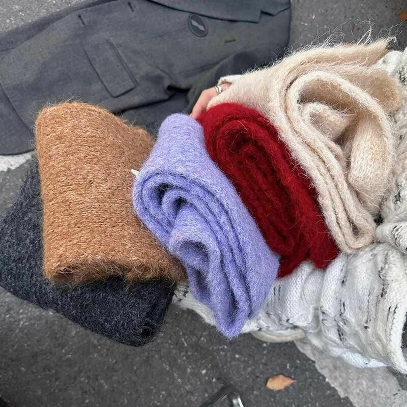 Bufandas gruesas de Cachemira, bufanda larga de Color puro para protección del cuello, mantiene el calor, Invierno