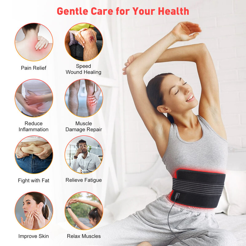 LED Red Light Therapy Belt 660nm /850nm Near Infrared Light Therapy Devices Pad 60-120LEDs Red Health Waist Shaper Belt