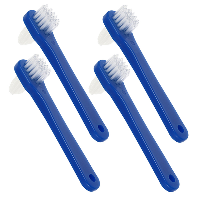 4ชิ้นแปรงทำความสะอาดแบบพกพาทำความสะอาดฟันปลอมหัวคู่แปรงสีฟันทำความสะอาดด้านข้างขนาดเล็ก PP คู่สำหรับ