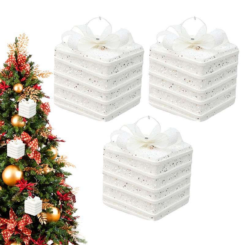 Christmas Gift Boxes Pendant Hanging Lace Gift Boxes Mini Packages xmas Ornament Cookie Sweet Treats Boxes for Christmas decor