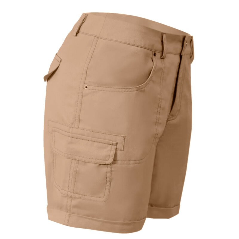 Pantalones cortos informales para Mujer, Shorts de cintura alta con botones de Color sólido, holgados y cómodos, para primavera y verano