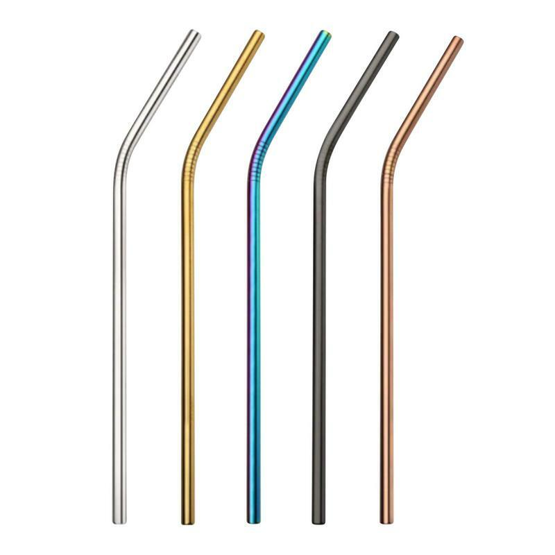 1pcs Metal Reusable 304 Stainless Steel Straws Straight Bent Drinking Straw  Party Bar Accessory 5 Colors