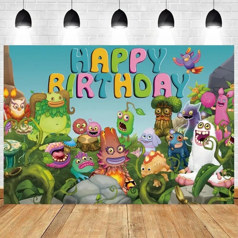 My Singing Monsters-vajilla desechable para fiesta de cumpleaños, globo para niños, juego de música, suministros para Baby Shower