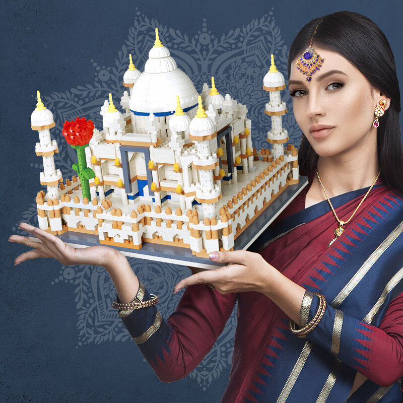Bloques de construcción de Taj Mahal para niños, juguete de ladrillos para armar Mini Taj Mahal de Ciudad de fama mundial, ideal para regalo, código 2669