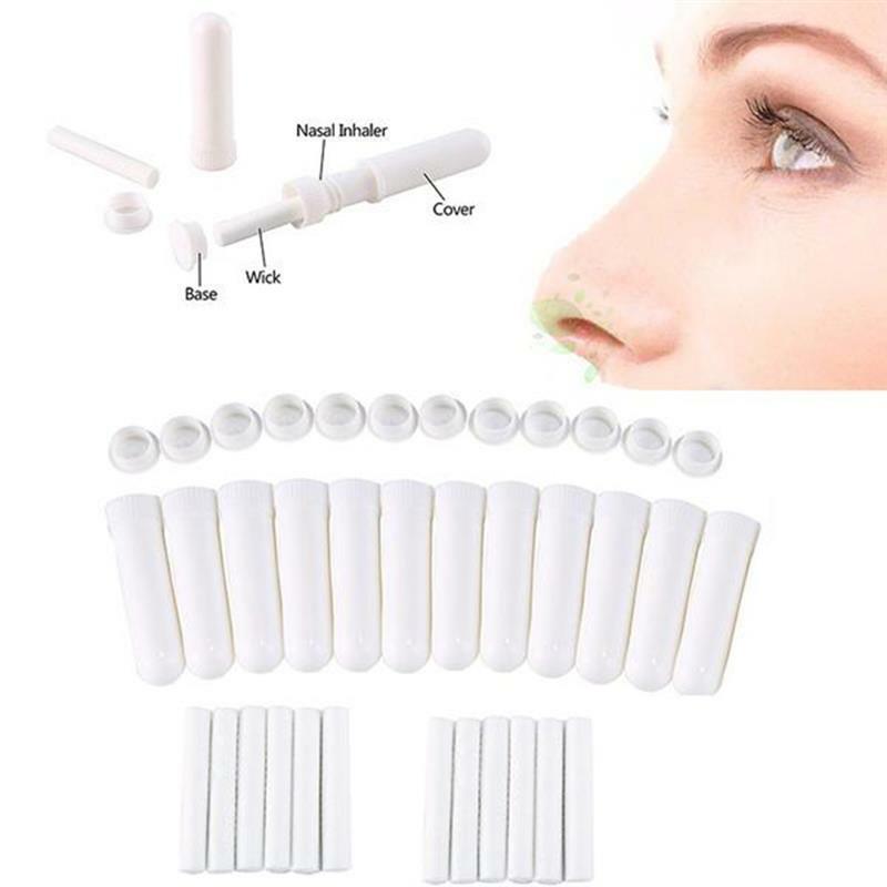 12 conjuntos de tubos de inalador nasal para o sono ronco óleo essencial aromaterapia inalador nasal tubos vazios com mechas 1.8x1.8x6cm