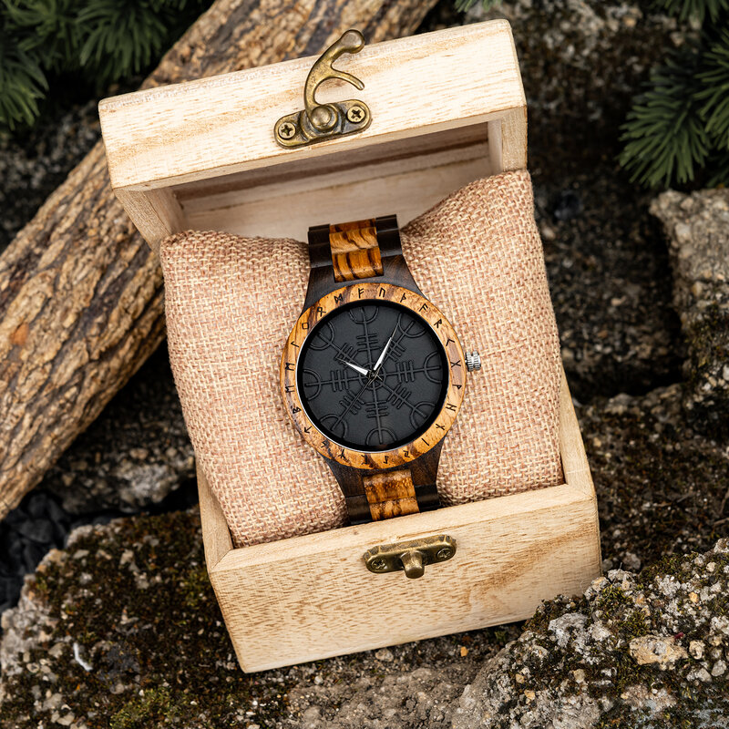 BOBO PÁSSARO-relógios de madeira para homens, relógio Relogio masculino, Viking guerreiros símbolo, logotipo personalizado