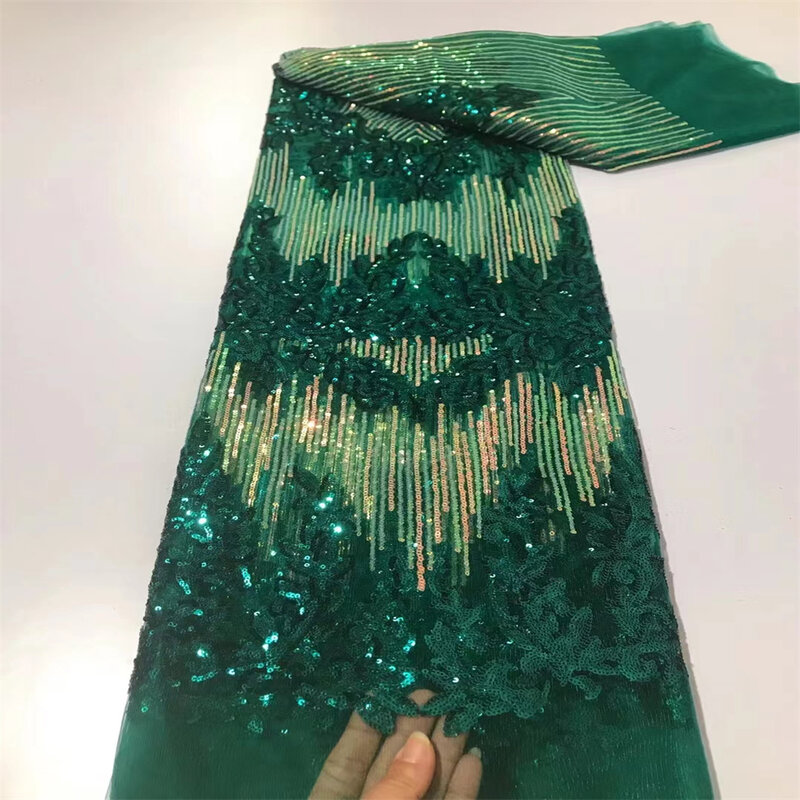 African Laces Fabric For Vestidos French Sequins Net Fabric Sew Embroidery Tulle Nigeria Womens Dresses 2024 High Quality JL1107