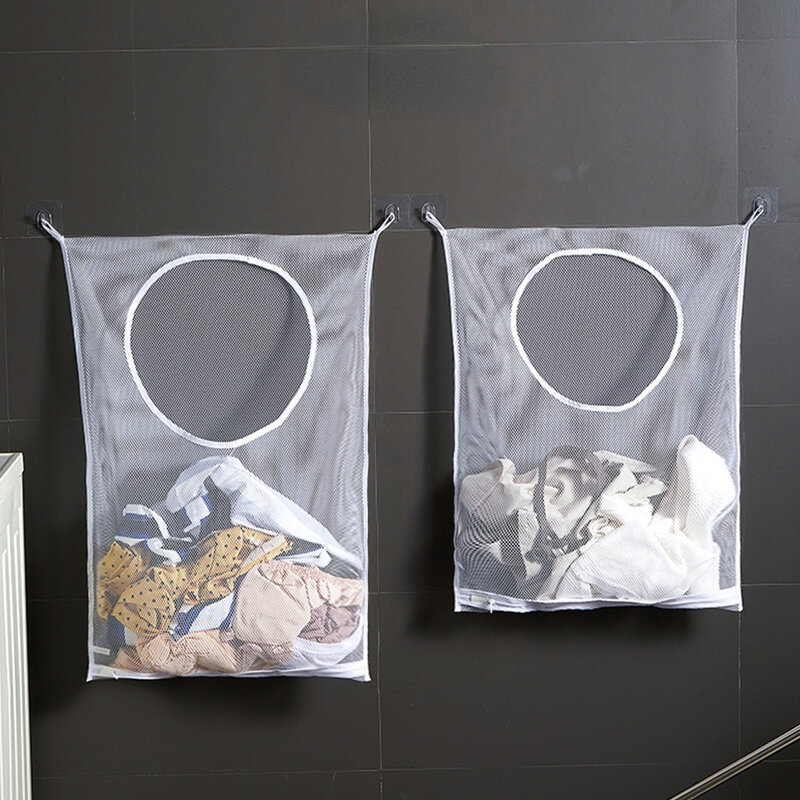 Reutilizável pendurado saco de armazenamento de roupas para armazenamento roupas sujas com gancho para cima bolso durável respirável organizador banheiro fornecimento