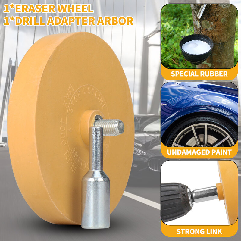 90mm Decal Removal Eraser Wheel Heavy Duty Rubber Eraser Wheel Pinstripe Adhesive Remover Vinyl Decal Graphics Removal Tool