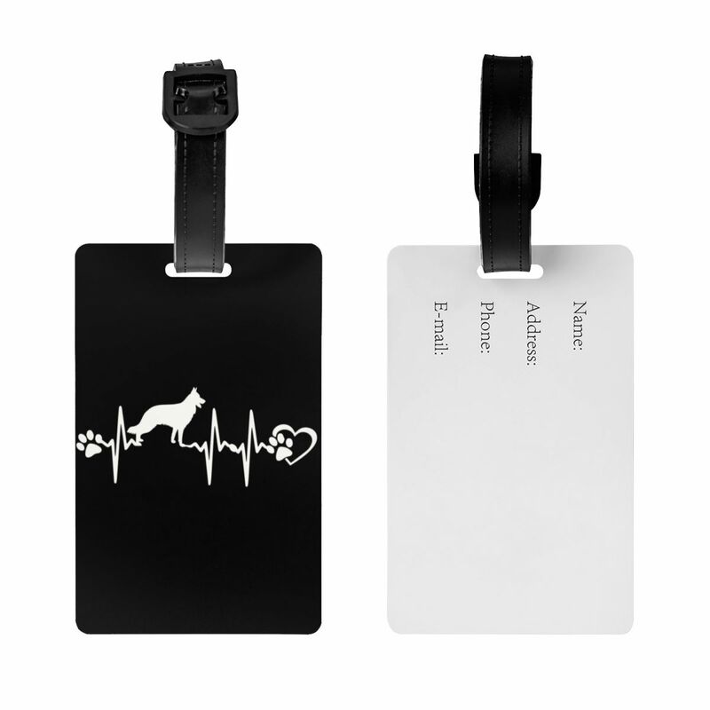 German Shepherd Heart Beat Luggage Tag for Suitcases Privacy Cover ID Label