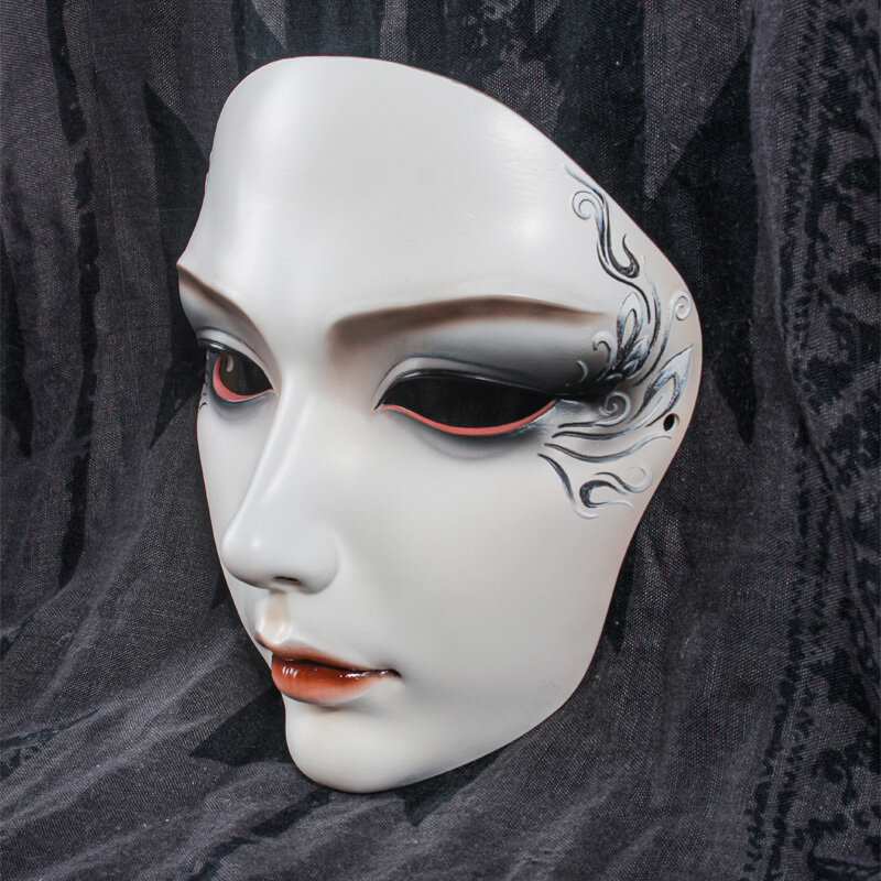 Soul Crop máscara de cara completa pintada a mano, vestido misterioso de fiesta de estilo chino antiguo