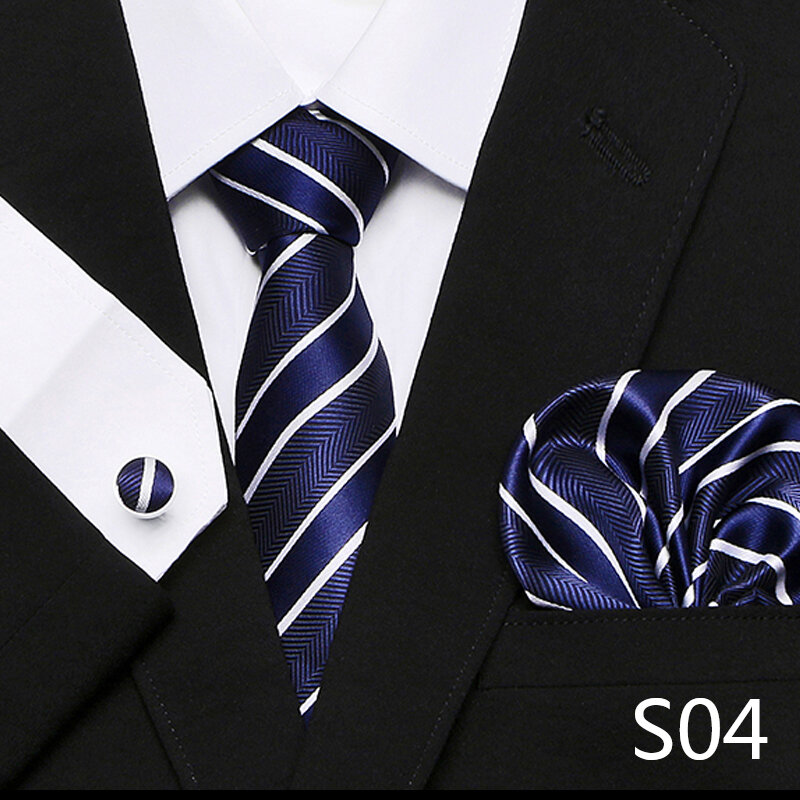 2023 New Style Mix Colors Silk Wedding Gift Tie Pocket Squares Set Necktie  Men Suit Accessories White Solid New Year's Day