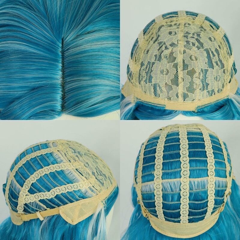 Женский парик для косплея Эдисона зомби 3, костюм на Хэллоуин, искусственные синие длинные волнистые вьющиеся волосы, 70 см, парик для ролевых игр на Хэллоуин, подарок